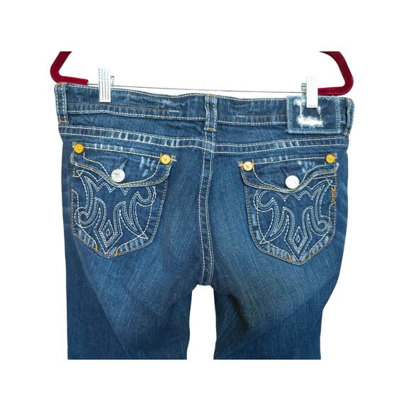 MEK by Miss Me Jeans Size 32 Oaxaca Bootcut Dark Wash Denim Button Pkt - Picture 3 of 6